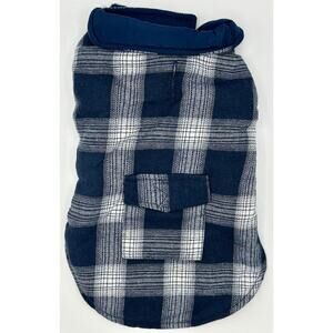 Flannel Dog Jacket Size S Blue White Plaid (331)